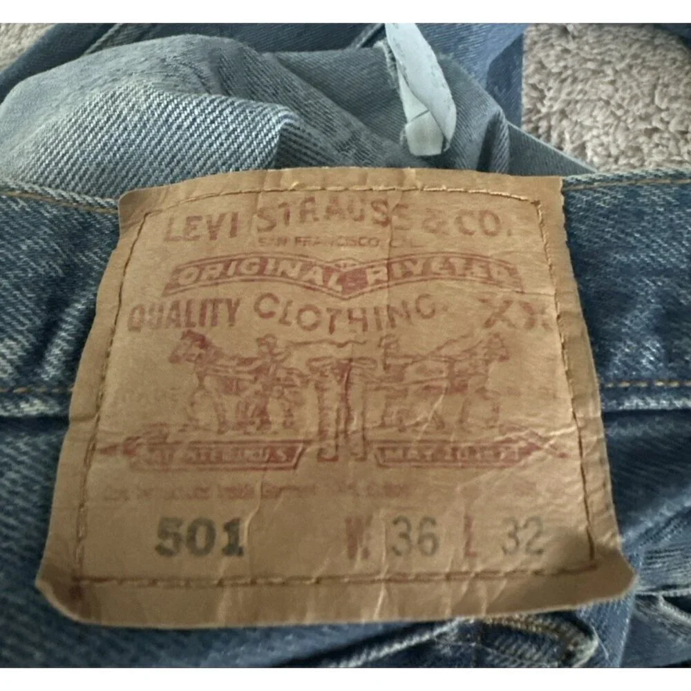 Vintage Levi’s 501xx Denim Blue Jeans USA Made 501-0193 Men’s W 36 L 32